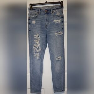 American Eagle Womens Ripped Blue Denim Jeans Size 2